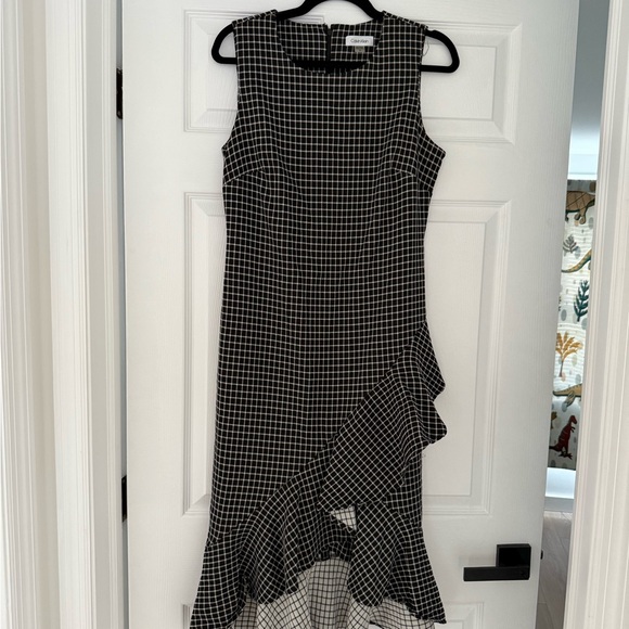Calvin Klein Asymmetrical Black and White Dress - Picture 1 of 3